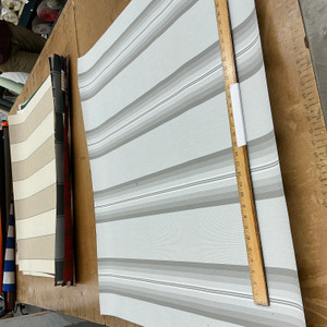 Recacril Pelham Stripe R-282 Grey / White  | Waterproof Awning & Marine Canvas | 100% Solution Dyed Acrylic | 47" Wide | By the Yard