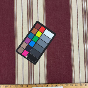 Recacril Trujillo Stripe R-971 Burgundy / Beige / White | Waterproof Awning & Marine Canvas | 100% Solution Dyed Acrylic | 47" Wide | By the Yard