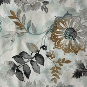 Light Hearted in Spa | Home Decor Fabric | Floral in Blue / Grey / Tan  | Kelly Ripa | 54" Wide | By the Yard