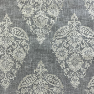 Lydia in Stone | Home Decor Fabric | Damask Medallion in Grey / Off White  | Covington | 54" Wide | By the Yard