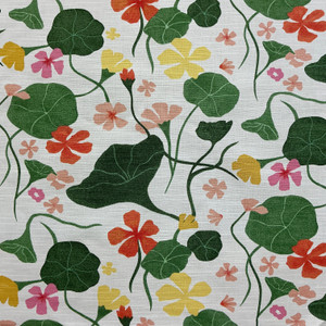 Nasturtiums in Nectar | Home Decor Fabric | Floral in Green / Orange / Yellow / White  | PK Lifestyle | 54" Wide | By the Yard