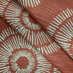 Large Scale Medallion in Rust / White | Home Decor / Curtain Fabric | 100% Cotton | 54" Wide | By the Yard