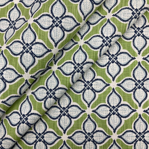 Stout Glimmer in Grass | Home Decor / Curtain Fabric | Geometric Floral | Green / Blue / White | 100% Cotton | 54" Wide | By the Yard