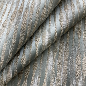 2 Yard Piece of Wavy Textured Stripes in Pale Sage Green and Off White | Drapery / Light Upholstery | Medium Weight | 54" Wide | By the Yard