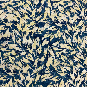 Boho Spirit Leaves in Navy | Banyan Batiks | Quilting Fabric | 44" Wide | 100% Cotton | Abstract Leaves | Navy Blue / Light Green