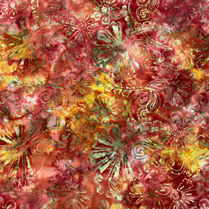 Boho Spirit Floral in Firedance Multi | Banyan Batiks | Quilting Fabric | 44" Wide | 100% Cotton | Floral | Red / Orange / Brown / Beige