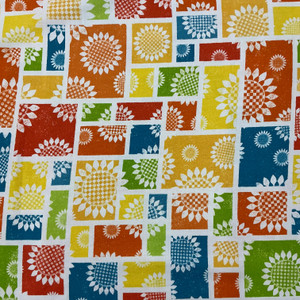 Fall Color Flower Blooms in Multi | Northcott | Quilting Fabric | 44" Wide | 100% Cotton | Floral Color Blocks | Orange / Blue / Green / Red / Yellow / White