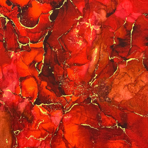 Midas in Scarlet | Northcott | Quilting Fabric | 44" Wide | 100% Cotton | Abstract Marbling | Metallic Gold / Red / Orange / Black