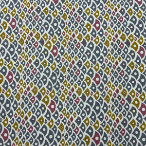 Wandering Eye Palm Bark in Neutral | Figo Fabrics | Quilting Fabric | 44" Wide | 100% Cotton | Fishscale Geometric | Chartreuse / Rose Pink / Grey / White