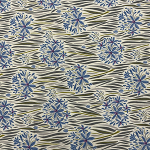 Wandering Eye Agapantha in Cool | Figo Fabrics | Quilting Fabric | 44" Wide | 100% Cotton | Floral | Blue / Pink / Green / Grey / White
