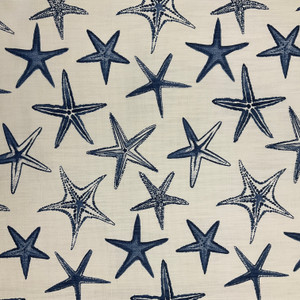 Starfish Vista in Tropical | Home Decor / Curtain Fabric | Nautical | Blue and White | Scott Living by Premier Prints | 100% Cotton | 54" Wide | By the Yard