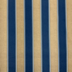 Mcada Stripe in Marine | Outdoor Waterproof Upholstery Fabric | Stripes | Navy Blue / Tan / White | Richloom Brand | 100% Polyester | 54" Wide | By the Yard