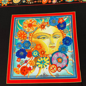 Season of the Sun PANEL (23x44) in Multi | Benartex | Quilting Fabric | 44" Wide | 100% Cotton | Orange / Yellow / Green / Blue / Purple / Black