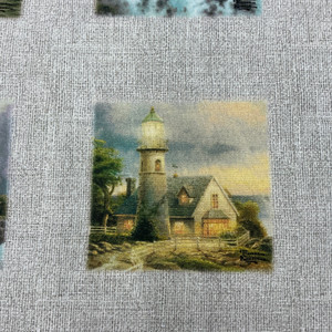 A Place at the Coast Panel in Grey Multi | Benartex | Quilting Fabric | 44" Wide | 100% Cotton | Lighthouse / Coastal | Grey / Blue / Yellow / Green