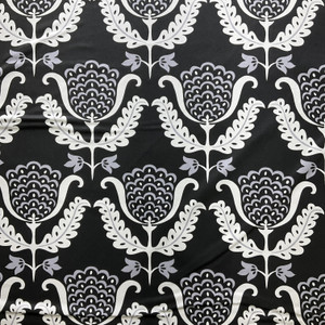 2 Yard Piece of One Wish in Blackbird | Home Decor fabric | Floral Damask in Black / Grey / White | Drapery | Waverly | 100% Cotton | 54" Wide | By The Yard