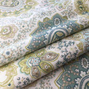 1 Yard Piece of Delicate Paisley | Blue / Green / White | Home Decor Fabric | Richloom | 54 Wide