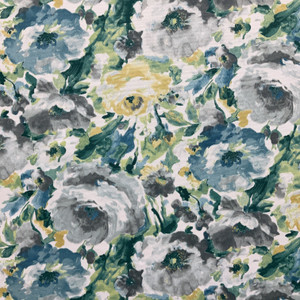 2.37 Yard Piece of Solarium Lessandra in Mist | OUTDOOR Home Decor Fabric | Watercolor Floral in Grey / Blue / Green |  Richloom | Medium Weight | 54" Wide | By the Yard