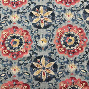 2.75 Yard Piece of PKL Studio Soumak Suzani Basketweave Lapis | Medium Weight Basketweave Fabric | Home Decor Fabric | 54" Wide
