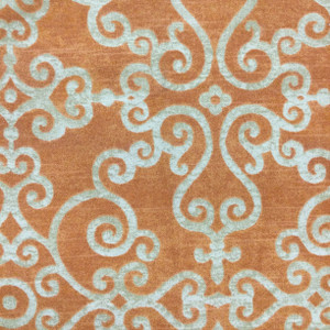 3.875 Yard Piece of Tendril in Chili | Scrollwork in Orange and Beige | Upholstery / Drapery Fabric | P/K Lifestyles | 54" Wide | By the Yard