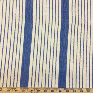 1.33 Yard Piece of Blue and White Stripes | Porter Stripes in Stonewash Denim by BELLA-DURA | Latex Backed | Indoor / Outdoor Fabric | WATER RESISTANT | 54" Wide | BTY