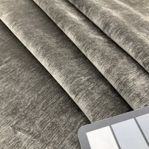 0.87 Yard Piece of Dark Taupe Chenille Velvet | R-RENLEY GRAPHITE | Upholstery Fabric | Regal Fabrics Brand | 54 inch Wide | By the Yard
