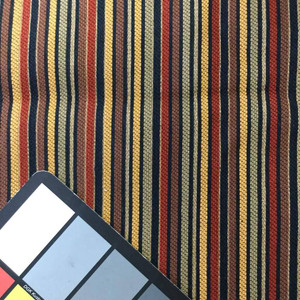 1.8 Yard Piece of Stripes in Brown / Red / Yellow / Black | Upholstery Fabric | 56 W | By the Yard