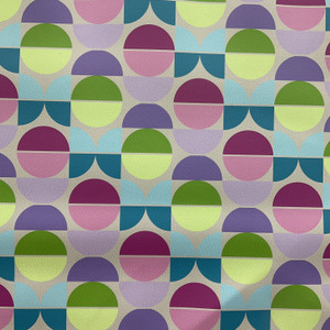 1 Yard Piece of Essential in Eclipse  | Upholstery Vinyl Fabric  | Geometric Design in Pink / Green / Blue / Purple |  High Performance | Knit  back |  Heavyweight | 54 Inch WIde | Sold BTY