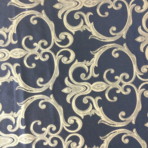 2 Yard Piece of Scrollwork in Black / Tan | Upholstery Fabric | 54" Wide | By the Yard