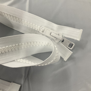#10 Marine Zipper White 120 Inches Long | Separating Zipper / Jacket Style | EXTRA HEAVY DUTY | Locking Pull Tab