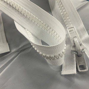 #10 Marine Zipper White 60 Inches Long | Separating Zipper / Jacket Style | EXTRA HEAVY DUTY | Locking Pull Tab