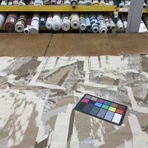Abstract Taupe,White and Gold Upholstery Fabric