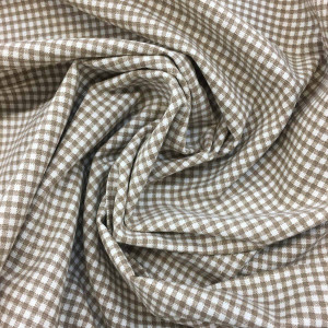 Gingham Fabric in Brown on Natural Upholstery & Curtain Fabric By The Yard