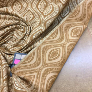 Brown and Golden Tan Ogee Upholstery / Curtain Fabric | 54"W | By the Yard