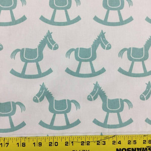 Premier Prints Rocking Horse in White Canal Twill  Fabric By the Yard