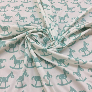 Premier Prints Rocking Horse in White Canal Twill  Fabric By the Yard
