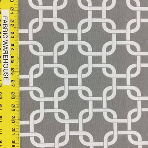 Gray and White Geometric Printed Outdoor Fabric/ Drapery Fabric | BTY | 54"W