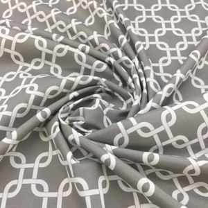Gray and White Geometric Printed Outdoor Fabric/ Drapery Fabric | BTY | 54"W