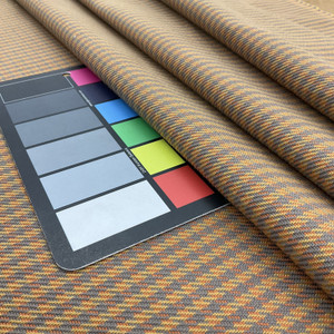 Orange / Tan Ticking Checkish Micro Pattern | RD369 | | Upholstery Fabric