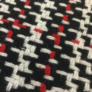 Black Red White Birshka Weave Wool Fabric | Coarse Weave | 80/20 | 20oz