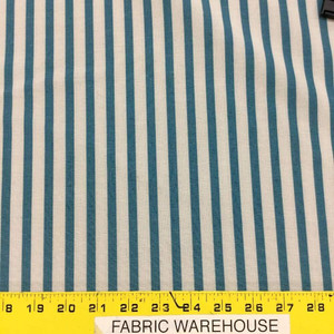 Aqua and Ivory Stripes Upholstery / Drapery Fabric | 54" wide | By the Yard