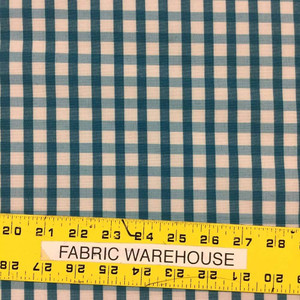 Aqua Blue and White Check Upholstery / Drapery Fabric | 54"W | By the Yard