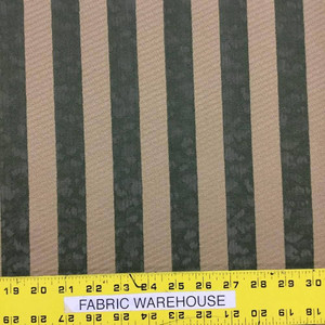 Forest Green and Tan Vertical Striped Upholstery Fabric | 54"W | BTY | Durable