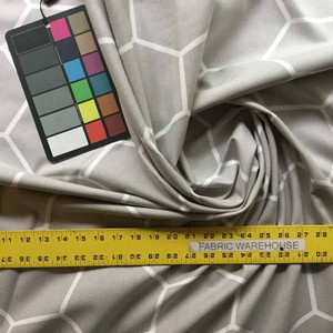 Geometric Honeycomb in Gray and White | Home Decor Fabric | 54" W | By the Yard