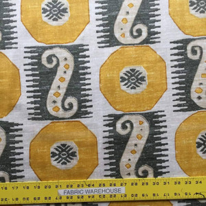 Geometric Tribal in Mustard Upholstery / Drapery Fabric | P/Kaufmann | 54W | BTY