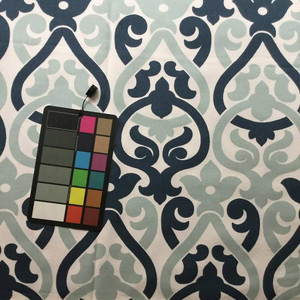 Modern Damask Blues on White | Upholstery / Drapery Fabric | 54" W | By the Yard