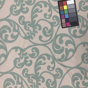 Spring Scrollwork in Mint and Tan Upholstery Fabric | By Trend | 59" Wide | BTY