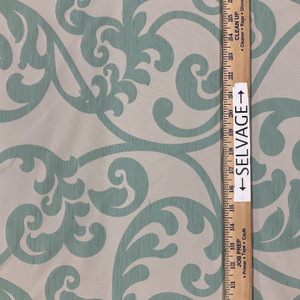 Spring Scrollwork in Mint and Tan Upholstery Fabric | By Trend | 59" Wide | BTY