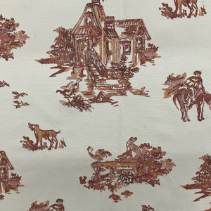 Spanish Chinoiserie in Orange and Beige | Upholstery Fabric | 54" Wide | BTY