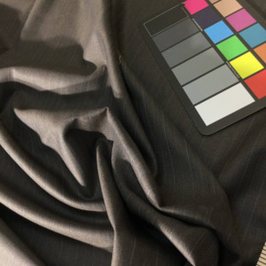 grey pinstripe wool gabardine fabric