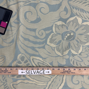 Mint Green Two-Tone Floral Upholstery Fabric | 54 W | by the Yard | Reversible